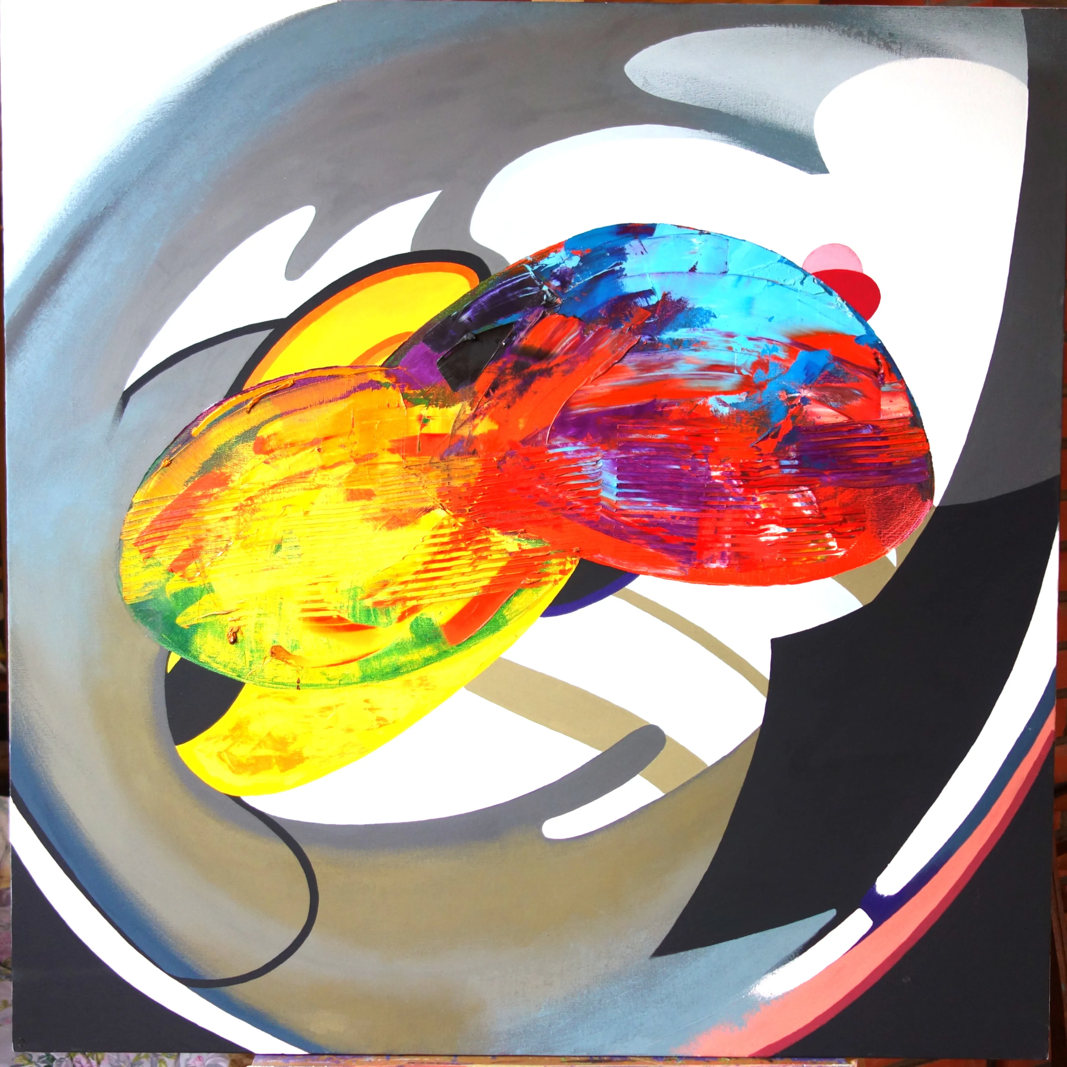 Image of Primary Movement IV — "Prima Motus" Series by Maryan Besaga, size: 100x100 cm, made of mixed media on canvas, Painting medium, from Ukraine, part of the PRIMA MOTUS  series, priced at ₴3000 Photo 1 of 2.