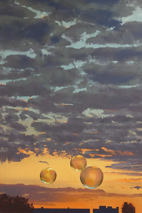 Image of Evening Reflections. — "The Day After Tomorrow" Series by Maryan Besaga, size: 100х70 cm, made of acrylic on canvas, Painting medium, from Ukraine, part of the DAY AFTER TOMORROW series, priced at $2000