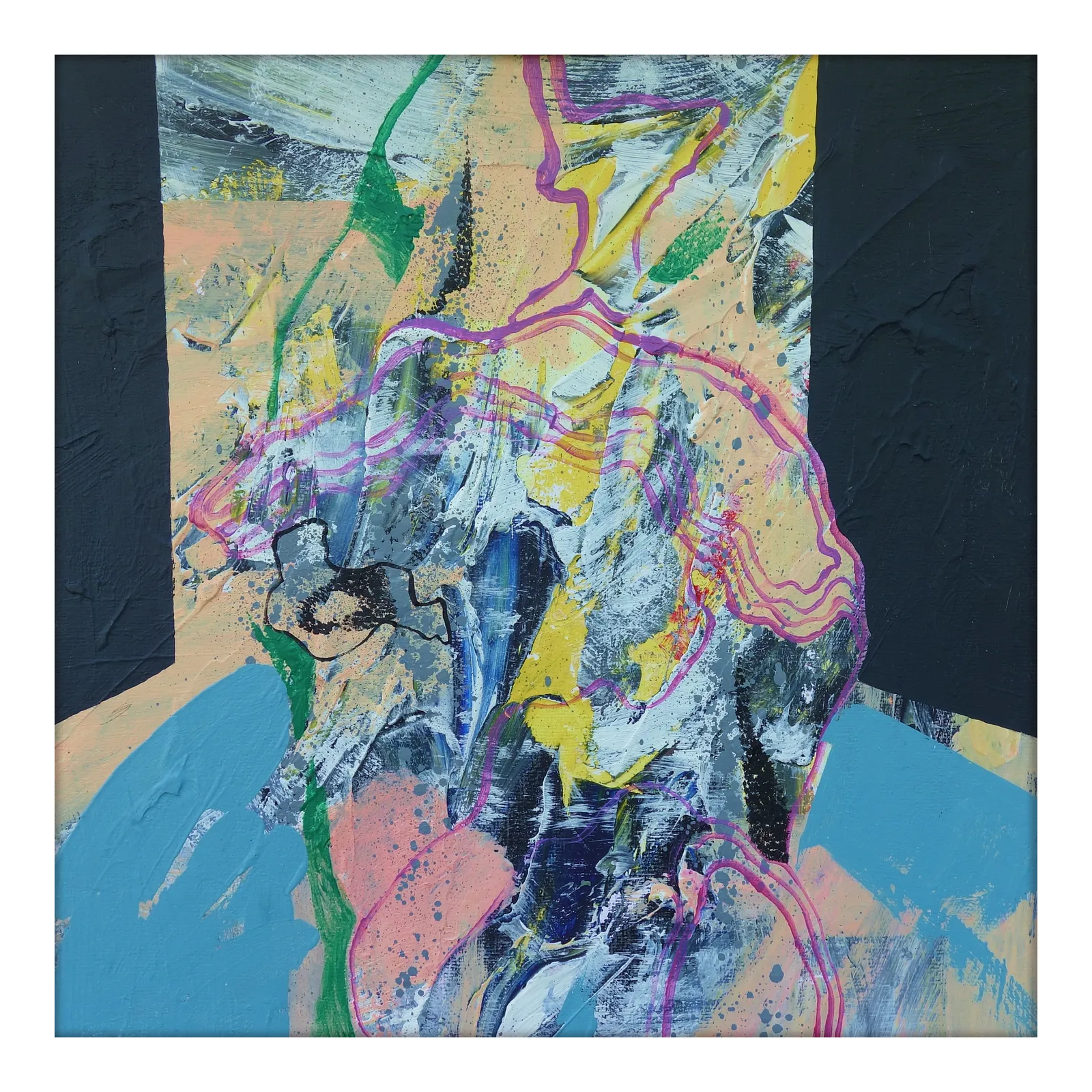 Image of 25.01.— A Fictional Story / "Diaries / Signs of the Times" Series by Maryan Besaga, size: 40 Х40 см, made of acrylic, cardboard, Painting medium, from  Ukraine, part of the Diaries / Signs of Time series, priced at €1500