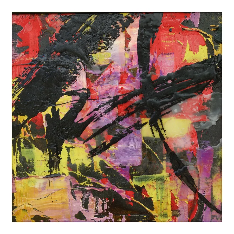 Image of 01.10 — "Diaries / Signs of the Times / Series by Maryan Besaga, size: 40 Х40 см, made of acrylic, oil, enamel, wax, metal, Painting medium, from Ukraine, part of the Diaries / Signs of Time series, priced at €1500
