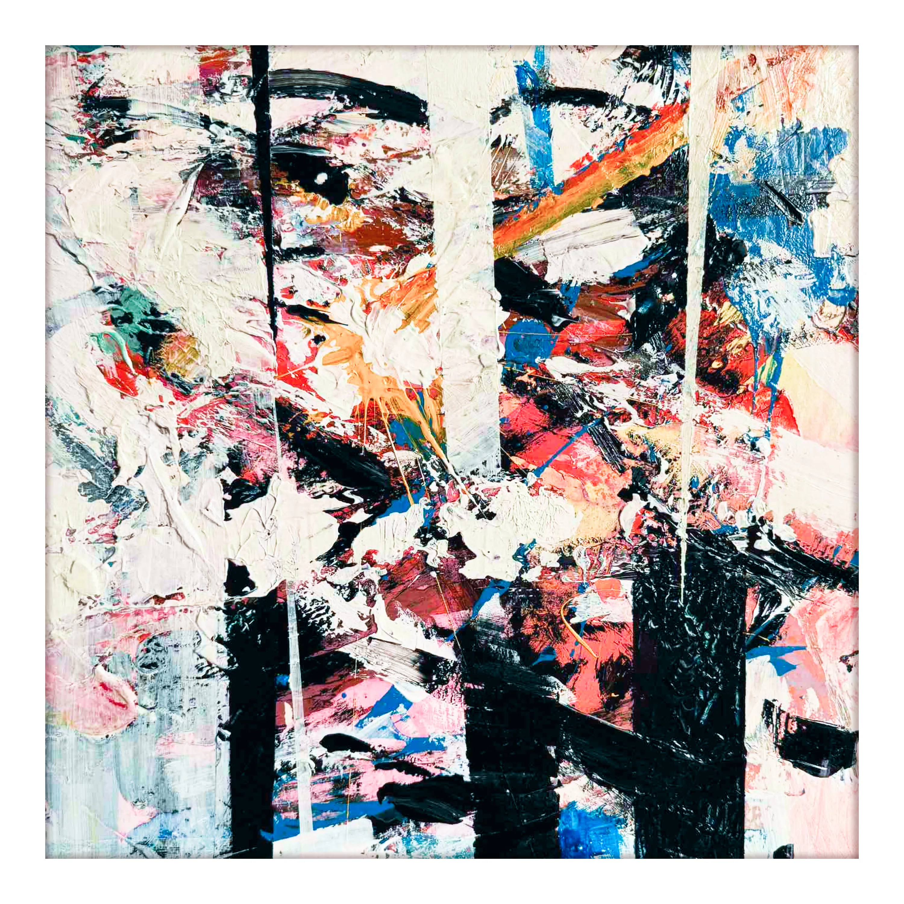 Image of 03/26 — Presence / "Diaries / Signs of the Time" Series by Maryan Besaga, size: 40 Х40 см, made of acrylic, cardboard, Painting medium, from Ukraine, part of the Diaries / Signs of Time series, priced at €1500