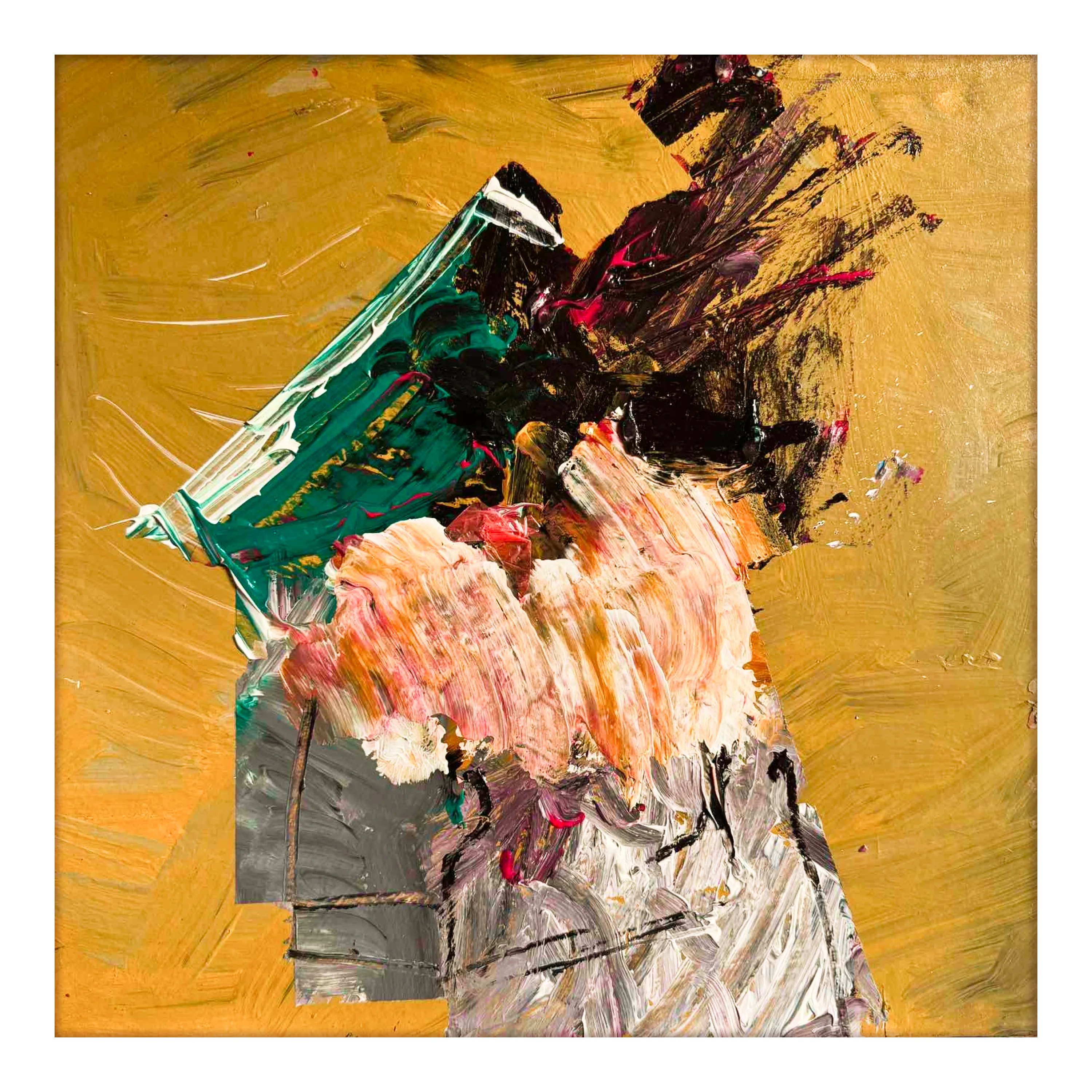 Image of 01–02/22 — "Diaries / Signs of the Times" Series by Maryan Besaga, size: 40 Х40 см, made of oil on cardboard, Painting medium, from Ukraine, part of the Diaries / Signs of Time series, priced at €1500