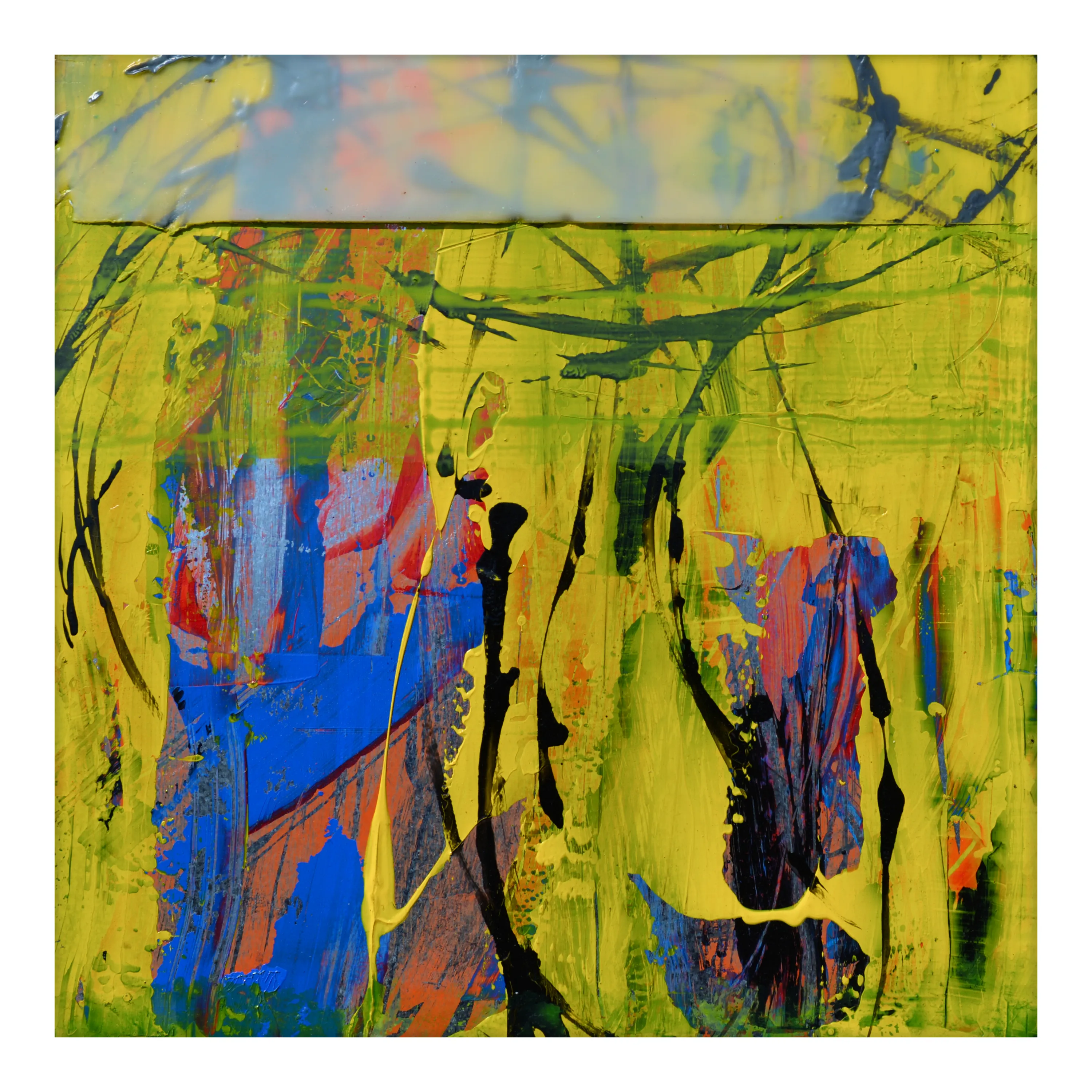 Image of 01.08 —  Diaries / Signs of the Times/ Series by Maryan Besaga, size: 40 Х40 см, made of mixed media on metal, Painting medium, from Ukraine, part of the Diaries / Signs of Time series, priced at €1500